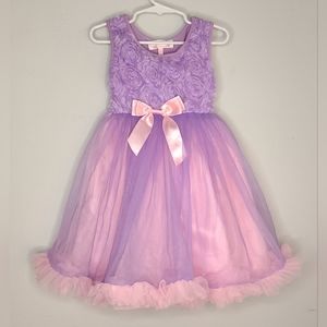 Popatu - Girl's Purple/Pink Tutu Dress With Rosette Embellished Bodice, Sz 4T